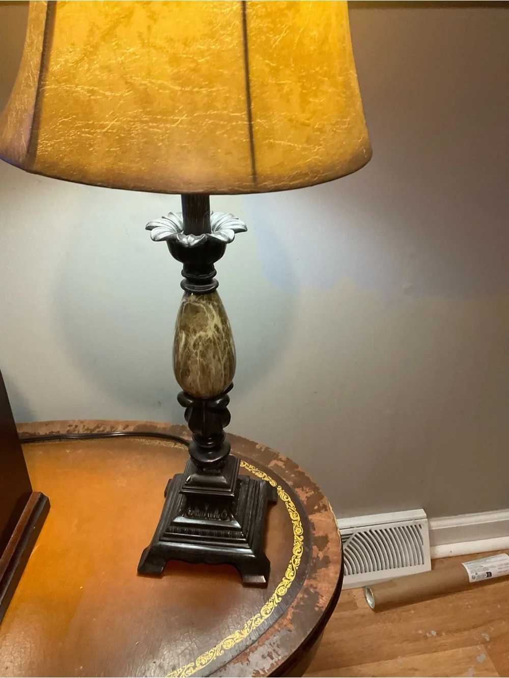 Classic Marble Accent Table Lamp in Brown and Black